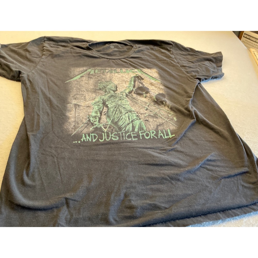 Metallica And Justice For All Graphic T-Shirt Black Cotton‎ Size 2XL Rock Band